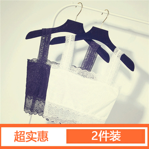2件装 夏季抹胸裹胸女短款蕾丝吊带小背心薄性感围胸内衣打底衫裹胸