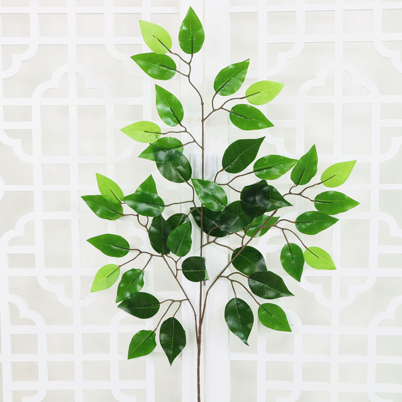 仿真榕树叶假树叶假花室内塑料绿色植植物叶子假树枝工程装饰造景