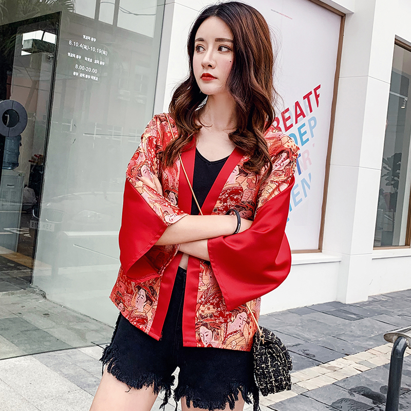2019夏季韩版chic日式和风宽松学生女防晒衣中袖和服薄上衣学生潮
