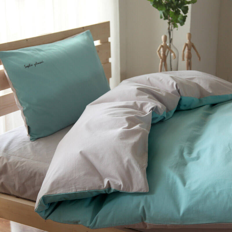 ELLEHOMME纯棉美式简约纯色单人宿舍磨毛1.2米床三件套床单被套