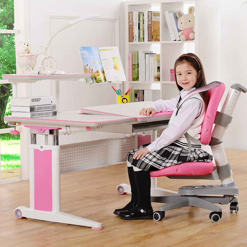 坐得正儿童学习桌椅套装 可升降写字桌组合 高档全机械儿童书桌椅
