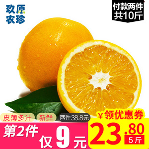 新鲜橙子水果 赣南脐橙5斤整箱 当季现摘赣州手剥甜橙 玖原农珍新鲜橙子