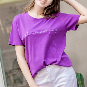短袖常规印花深紫色t恤价格