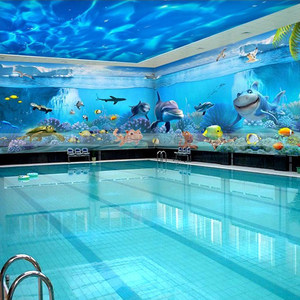 海底世界墙布婴儿游泳馆海洋鱼主题 span class=h></p></a>酒店 /span>装饰