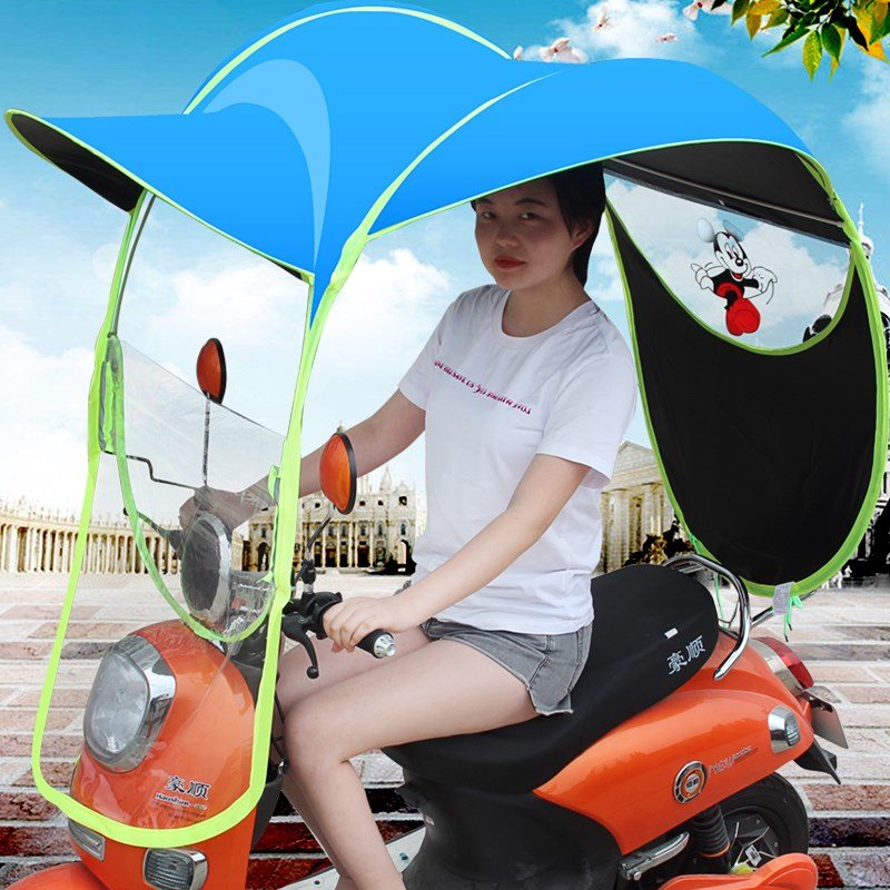 固定薄加厚电动车遮雨蓬薄女士125不夏季装伞踏板摩托车车棚