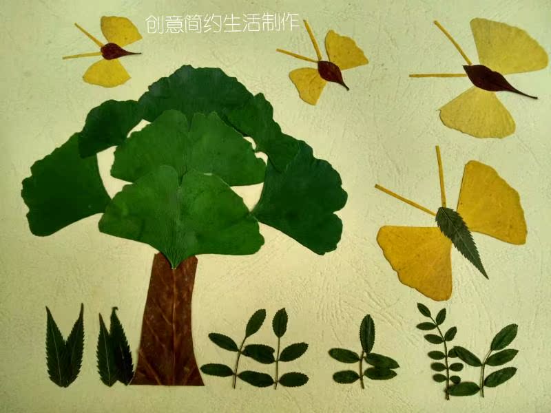 真树叶标本手工贴画幼儿园儿童纯手工diy制作真树叶材料包
