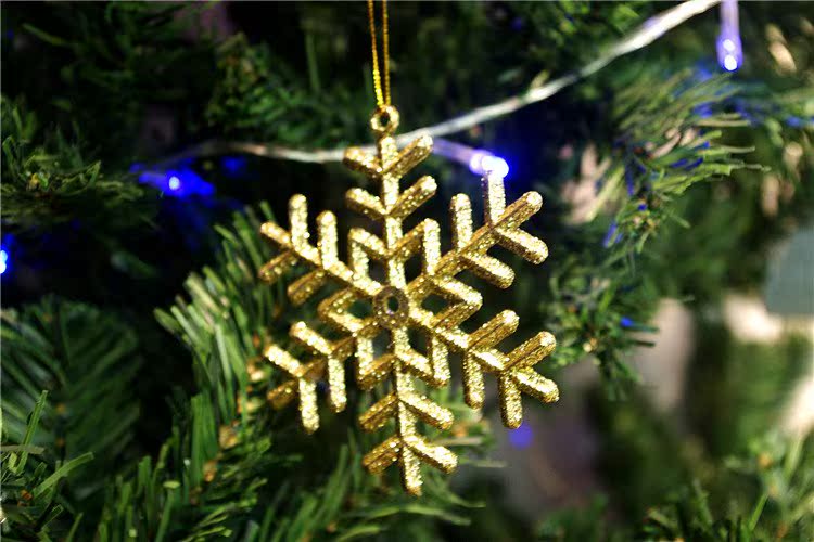 圣诞节圣诞树金粉高档立体雪花彩色雪花片1包的价格装饰套装挂件
