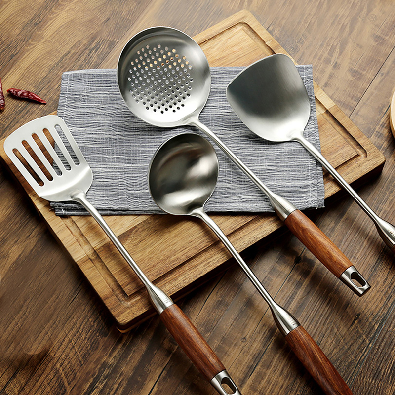 华帝中式铲勺厨具304不锈钢厨房用具家用锅铲铲子汤勺木质手柄