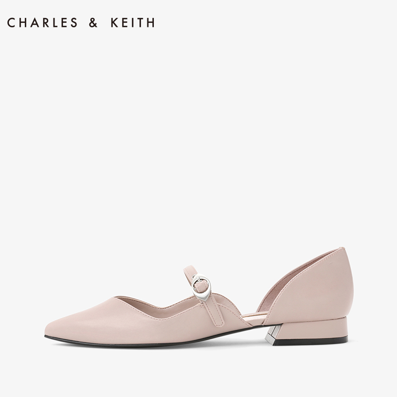 CHARLES＆KEITH女士单鞋CK1-70380682纯色尖头玛丽珍带平底鞋