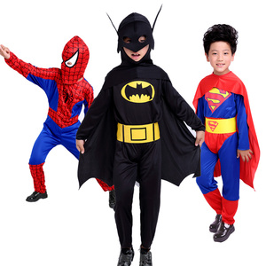万圣节儿童蝙蝠侠蜘蛛侠超人表演服装舞台表演角色装扮演出服