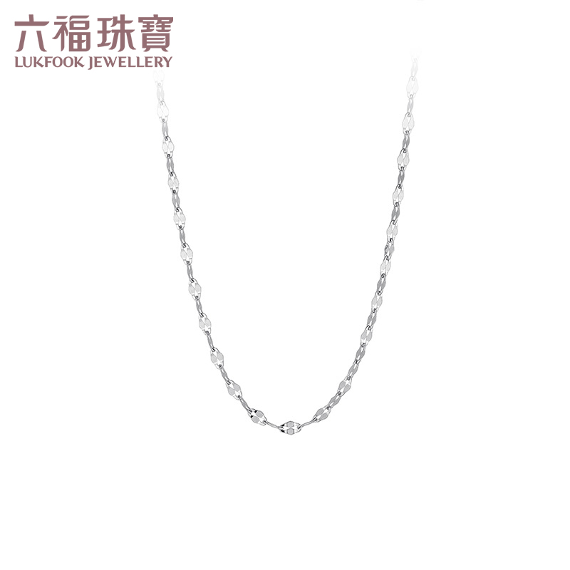 六福珠宝Pt950铂金项链女款双层瓦片链白金素链计价L10TBPN0001