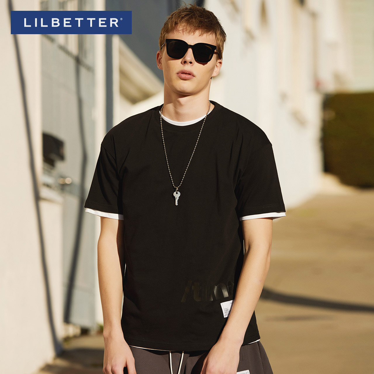Lilbetter纯色T恤男短袖黑色夏季男装港风半袖韩版圆领潮牌短袖LB