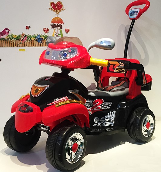 孩智堡儿童电动摩托车三轮带摇控四轮摇摆电瓶车可坐手推玩具车