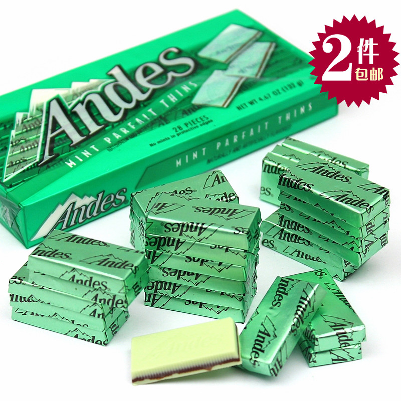 2件包邮 美国Andes安迪士/安迪斯巧克力单层双层薄荷夹心糖果零食