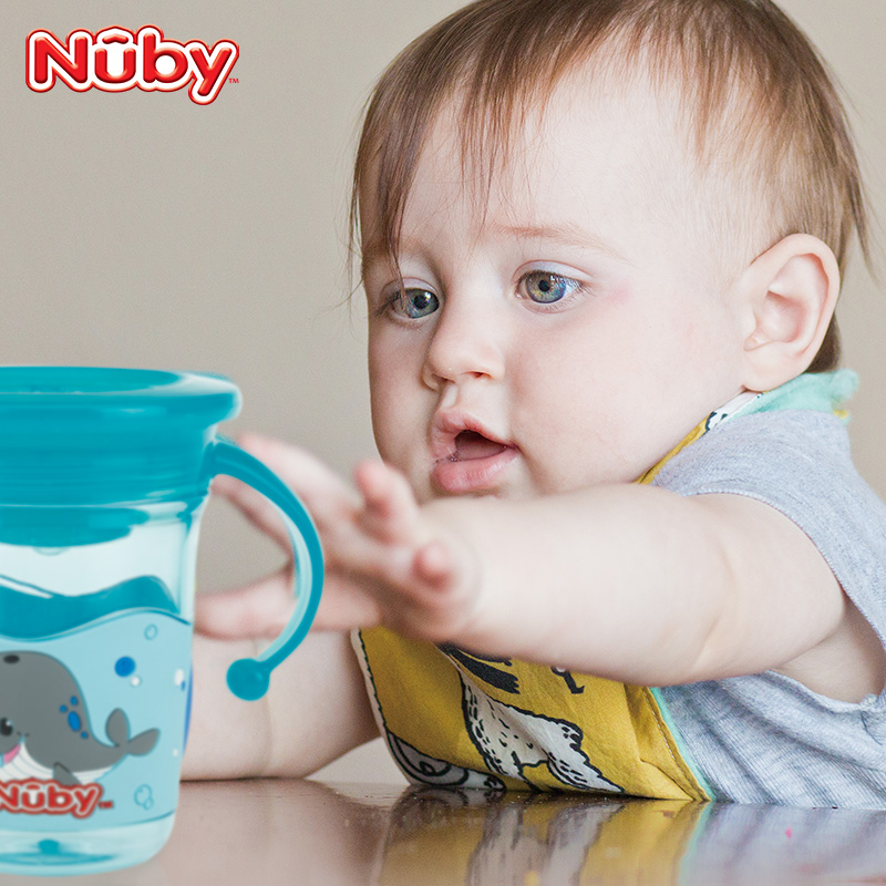 Nuby努比 宝宝学饮杯儿童水杯 3D家用婴儿喝水杯子 360防呛魔术杯
