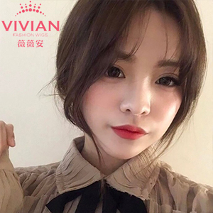 薇薇安 span class=h>假发/span>女 真发空气斜 span class=h>刘海