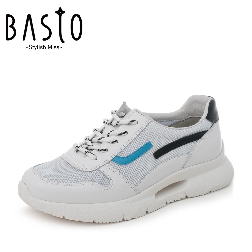 BASTO/百思图夏季专柜同款系带小白鞋女休闲老爹鞋YSF11BM8