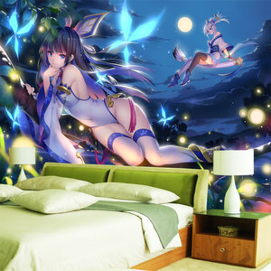 无纺布动漫美女大型壁画电视背景墙纸无缝壁纸宿舍卧室性感