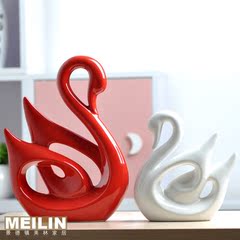 包邮 时尚陶瓷工艺品摆设 家居装饰品 创意结婚礼物情侣天鹅摆件