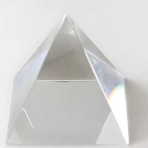 高透明水晶金字塔摆件正品白水晶宝塔能量教学玻璃棱镜塔镇宅折彩