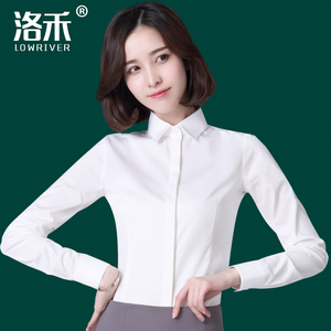 白衬衫女长袖韩范百搭修身职业装工作服正装白色衬衣工装春装新款polo衬衫女