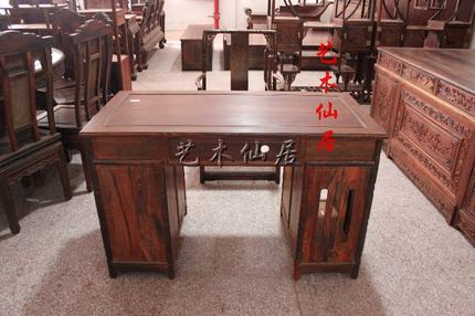 仙游红木家具/老挝大红酸枝竹节电脑桌两件/学习书桌/交趾黄檀