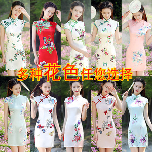 依莱娜旗袍春款2017新款少女旗袍短款连衣裙日常夏季改良时尚旗袍