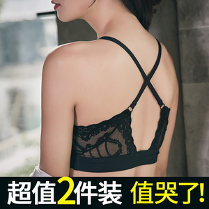 裹胸抹胸短款性感微聚拢蕾丝内衣美背防走光吊带背心无钢圈文胸女裹胸