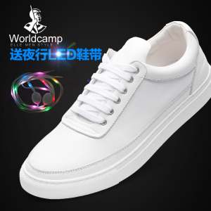 worldcamp春季男鞋男士韩版板鞋真皮小白鞋情侣鞋运动休闲潮鞋子情侣鞋