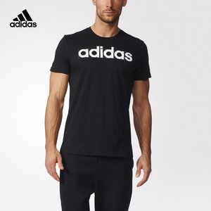 adidas 阿迪达斯 运动型格 男子 短袖T恤 黑 BK2783短袖男