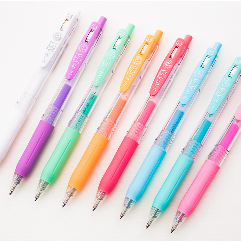日本进口斑马zebra牛奶色按动式顺利笔jj15彩色中性笔水粉笔0.5mm