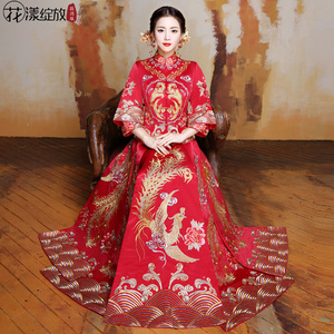 秀禾服新娘2017新款夏敬酒服中式礼服旗袍改良婚纱结婚嫁衣龙凤褂中式婚纱