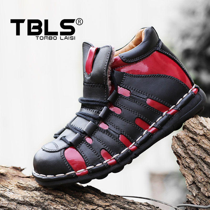 TBLS/汤铂莱斯秋冬头层皮加绒系带皮靴运动保暖男士潮流鞋子