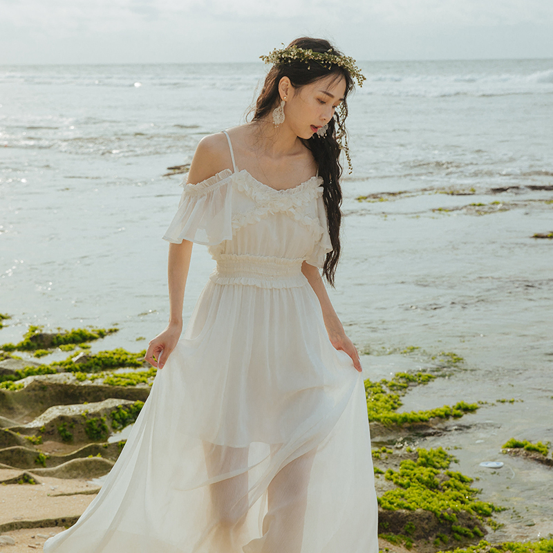 2019新款白色海边度假巴厘岛沙滩裙长裙连衣裙海南三亚旅游衣服女
