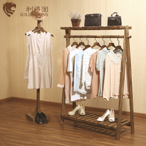 复古童装店装修衣帽架女装店服装店展示架实木中岛架落地式陈列架实木展示架