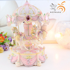 精美梦幻发光带灯旋转木马音乐盒八音盒生日礼物浪漫创意情人节品