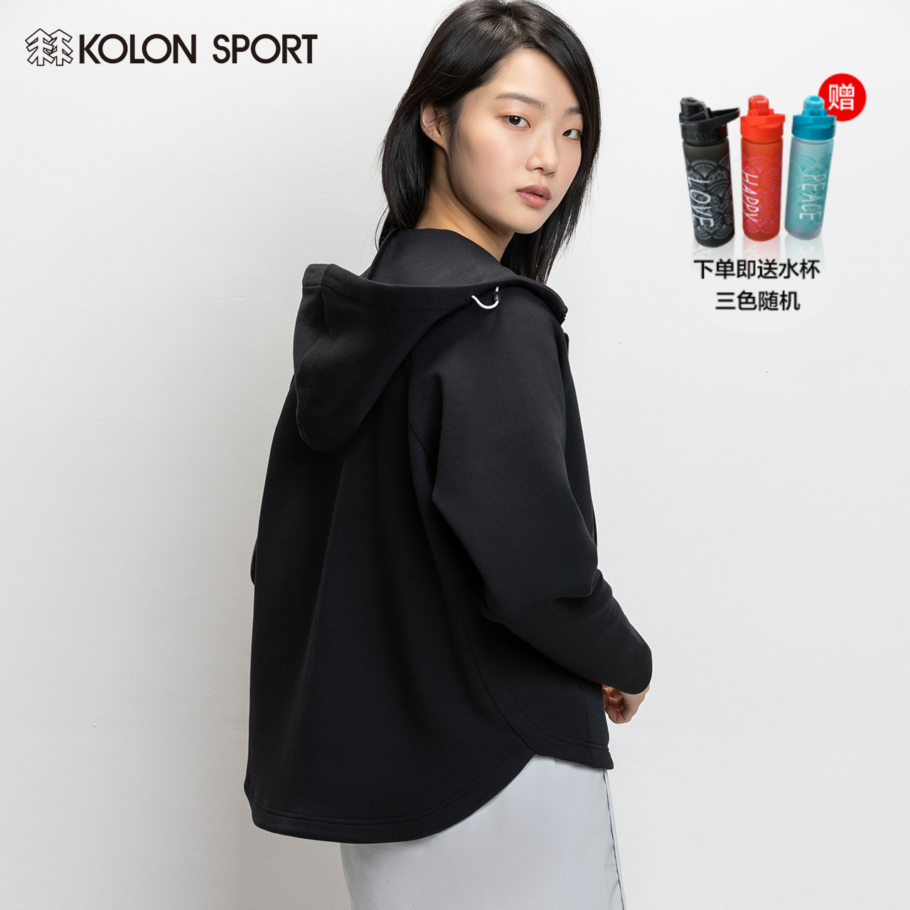 韩国款KOLONSPORT可隆夹克女19春新款户外休闲运动外套针织棉夹克