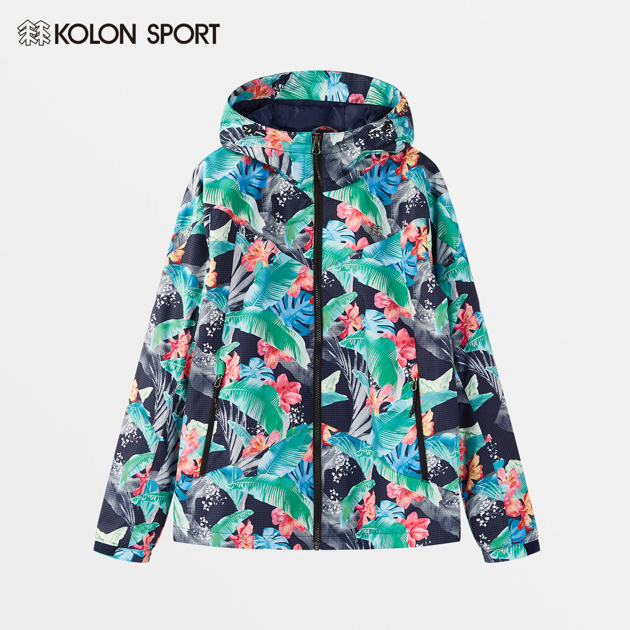韩国款KOLONSPORT可隆冲锋衣女新品户外防风防水印花风衣夹克外套