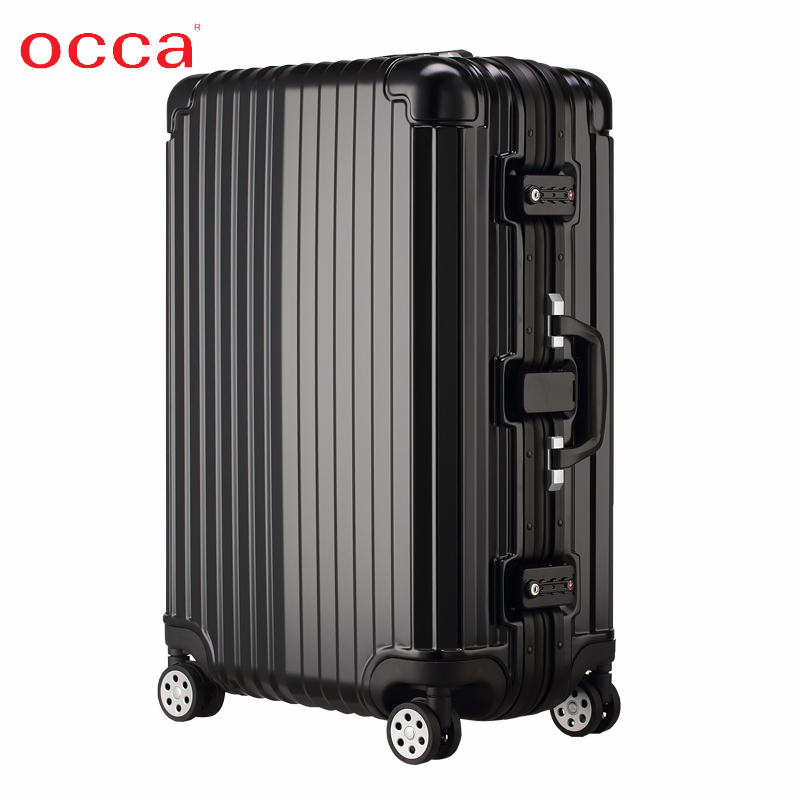 OCCA正品纯PC箱子黑色磨砂复古拉杆箱高端欧美行李箱万向轮旅行箱