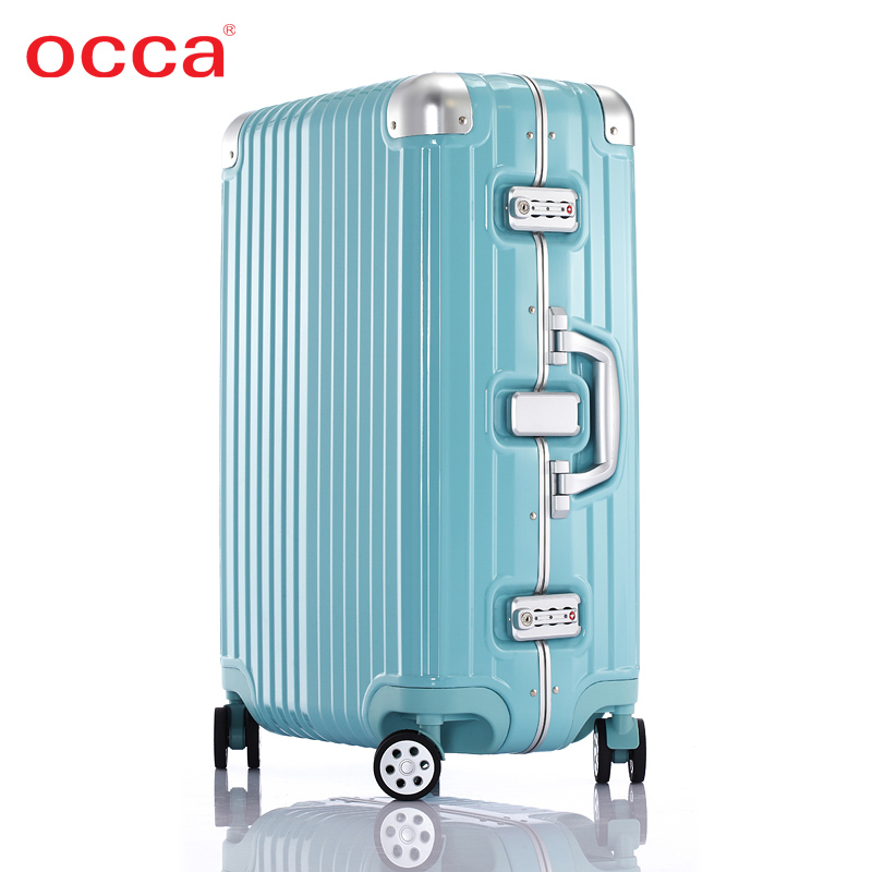 OCCA纯PC拉杆箱万向轮女铝合金包角旅行箱男行李箱20/25/29寸箱子