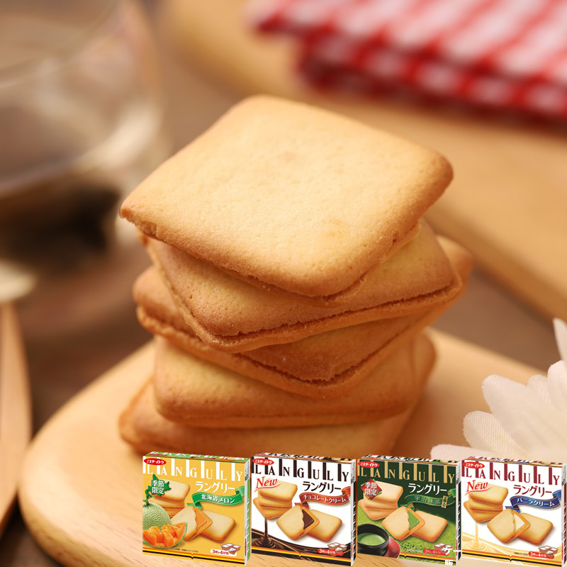 日本进口零食 Languly依度饼干云呢拿夹心饼干 奶油 草莓抹茶包邮