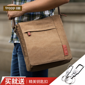 Troop帆布男包简约单肩包男士包包欧美休闲英伦复古包斜跨单肩包男包