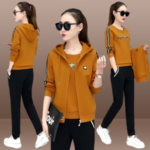 运动套装女春秋2018新款潮韩版时尚三件套卫衣宽松显瘦休闲运动服休闲套装女