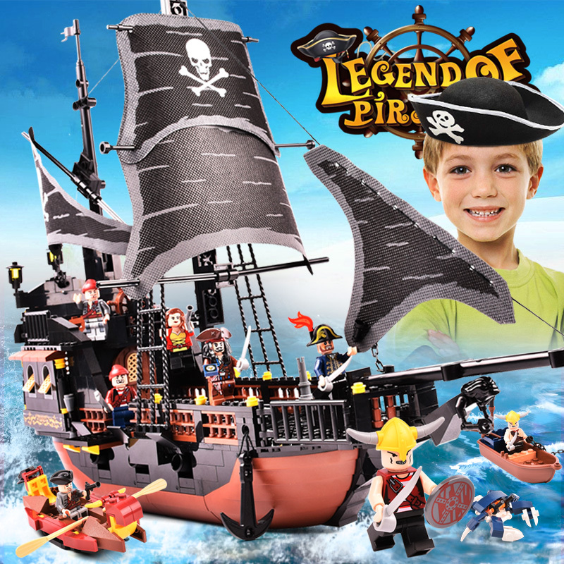 古迪积木兼容乐高黑珍珠号加勒比海盗船系列男孩子拼装玩具6-10岁