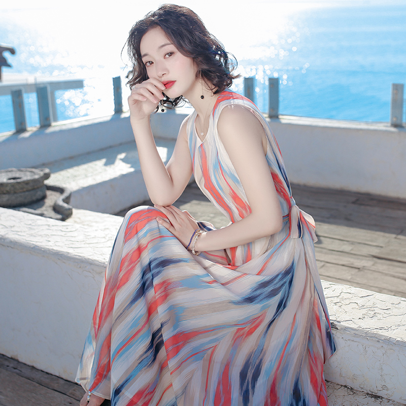 泰国普吉岛沙滩裙夏季女三亚海边度假裙子雪纺显瘦连衣裙宽松长裙