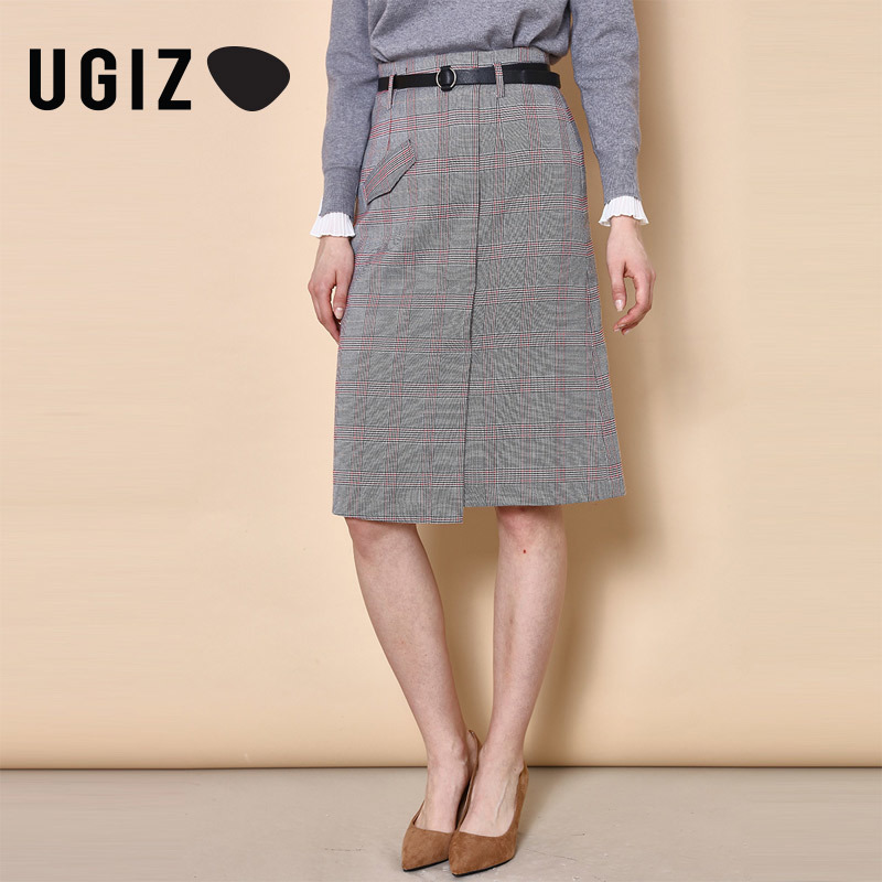 UGIZ2019早春新款女装韩版时尚简约修身千鸟格半身裙女UDKB321-8