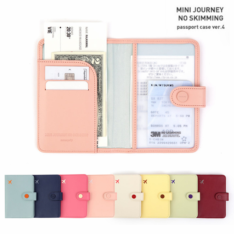 韩国正品monopoly糖果色PU旅行短款护照夹防泄漏护照套男女证件包