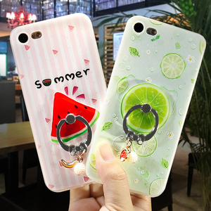 夏日清新苹果6s手机壳指环支架挂绳iphone7硅胶套软6plus女款浮雕定制手机壳