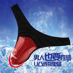 奇趣男士内裤网纱透明透气男用男式三角性感 情趣丁字裤