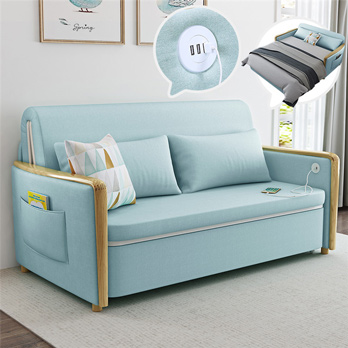 北欧实木多功能折叠沙发床两用可折叠客厅小户型双人坐卧简约现代